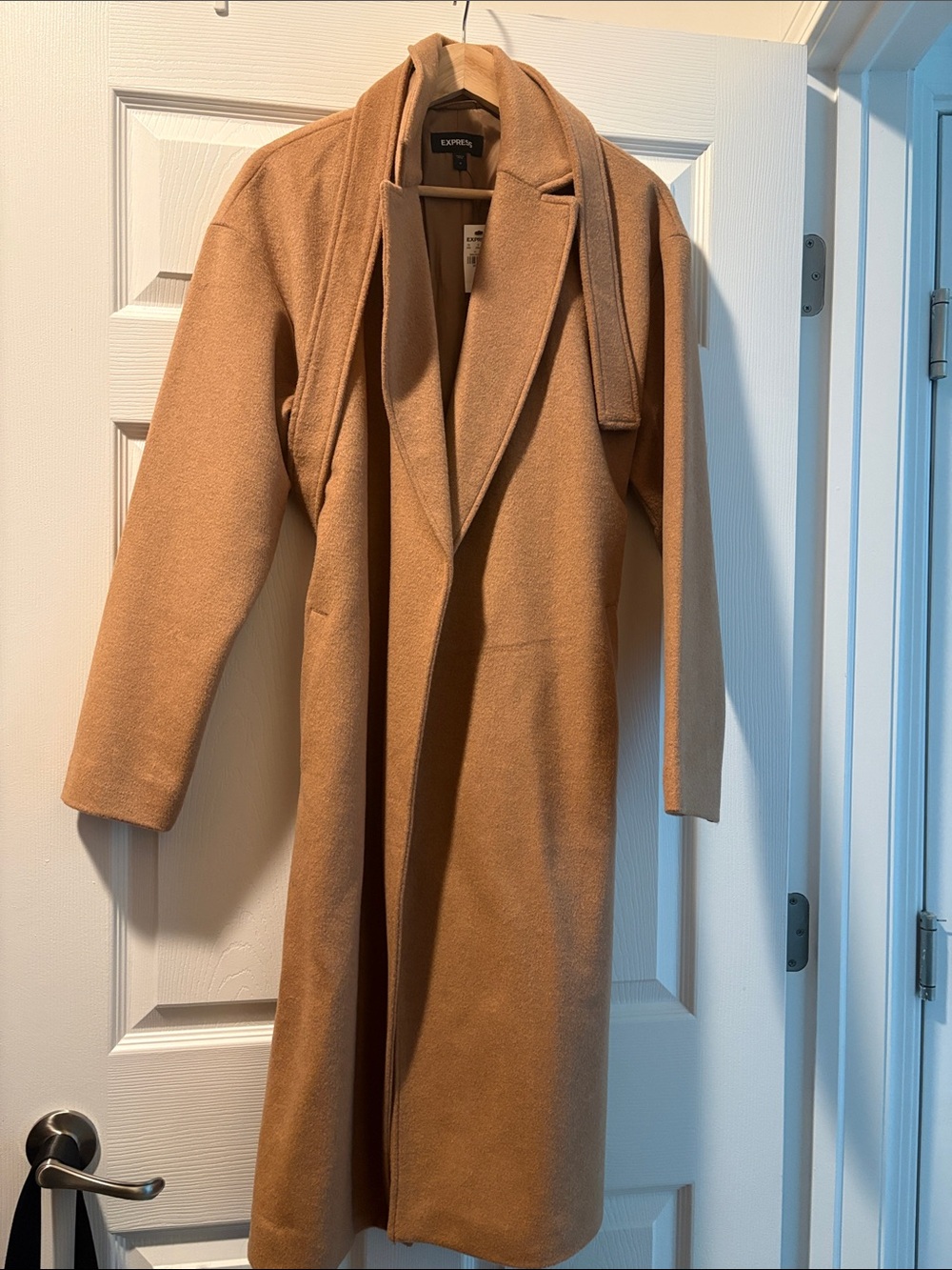 Express Camel Belted Long Trench Coat